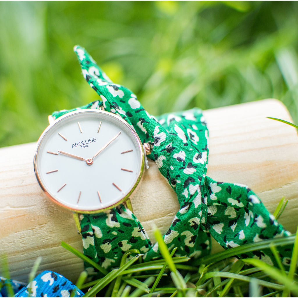 montre apolline paris à nouer au bracelet en tissu interchangeable idée cadeau femme fille